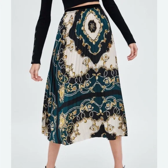 スカート Souvenir Scarf Print Pleated Skirt Zara | Skirts | Zara Scarf Print Pleated Midi Skirt Xs